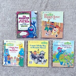 Sesame Street Little Golden Books Lot of 5 Vintage Titles Grover‎ Bert Ernie